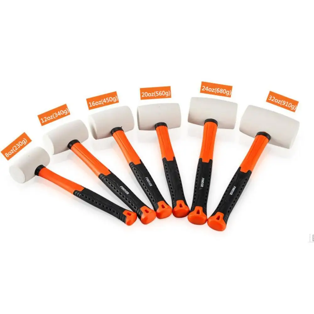 8oz White Rubber Hammer Wear-resistant Tile Hammer with Fiberglass Handle Massage Relax Hammer 5