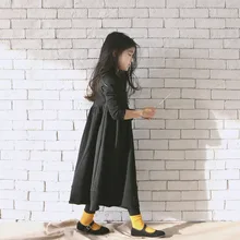 Детские платья для девочек-подростков, длинное платье г., осенне-зимние теплые Вечерние платья из черного флиса для девочек, плотные длинные платья, vestidos, 8, 1012, 14