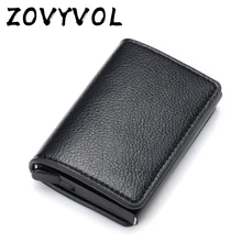 ZOVYVOL podróżny portfel na karty mężczyźni posiadacz karty antykradzieżowej moda metalowe etui na karty kredytowe RFID aluminiowe etui na karty PU skóra(China)
