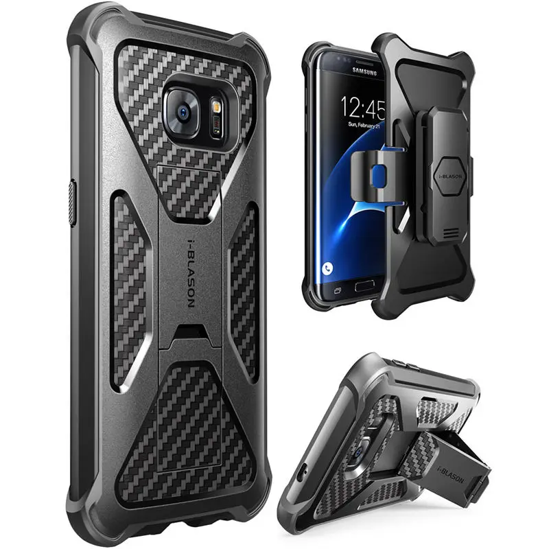 Black I-BLASON для Galaxy S7Edge чехол Prime сверхмощный двухслойная Комбинированная кобура чехол с подставкой и фиксацией ремня поворотный зажим - Цвет: Black