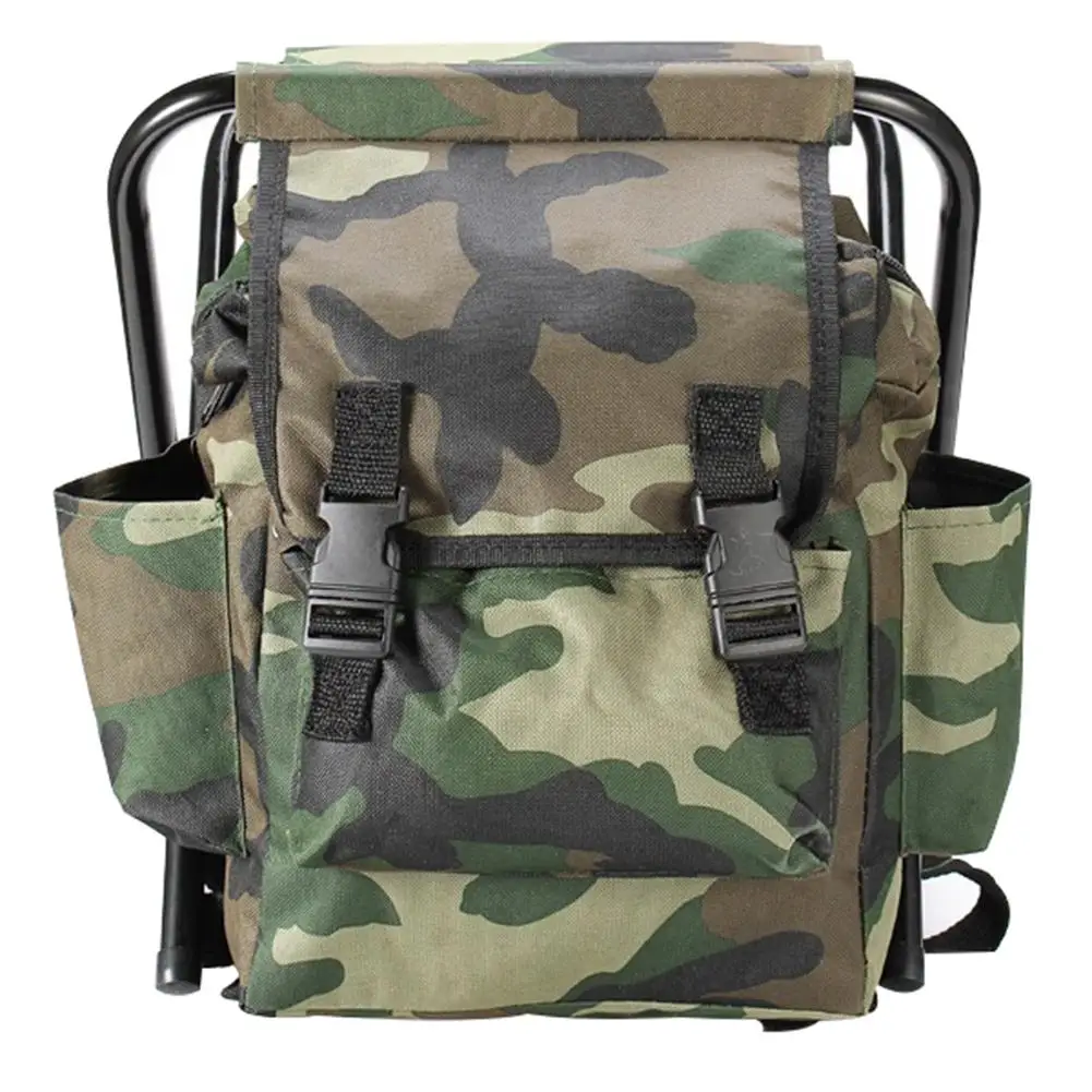 2 in 1 Camouflage Outdoor Chair Bag Fishing Backpack Chair Stool Convenient Wear-resistant Outdoor Hunting Climbing Equipment