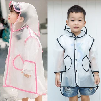 

Transparent Raincoat Child EVA Waterproof Rain Gear Mantle Accessories Poncho Hiking Outdoor Hooded Cover Children'S Raincoat