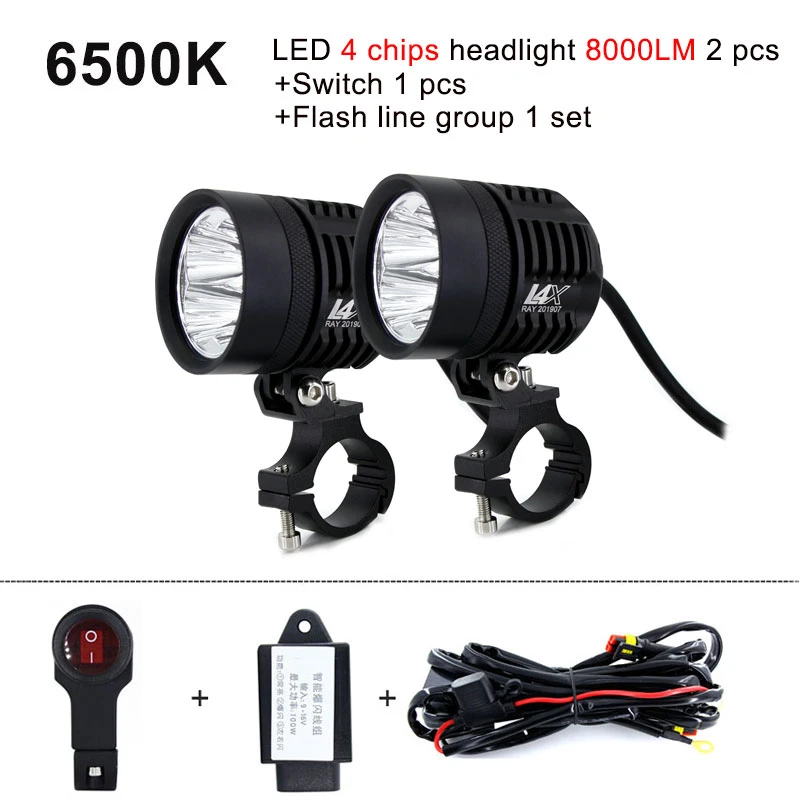 2pcs Strobe Universal Moto led motorcycle headlight Fog DRL lamp led
