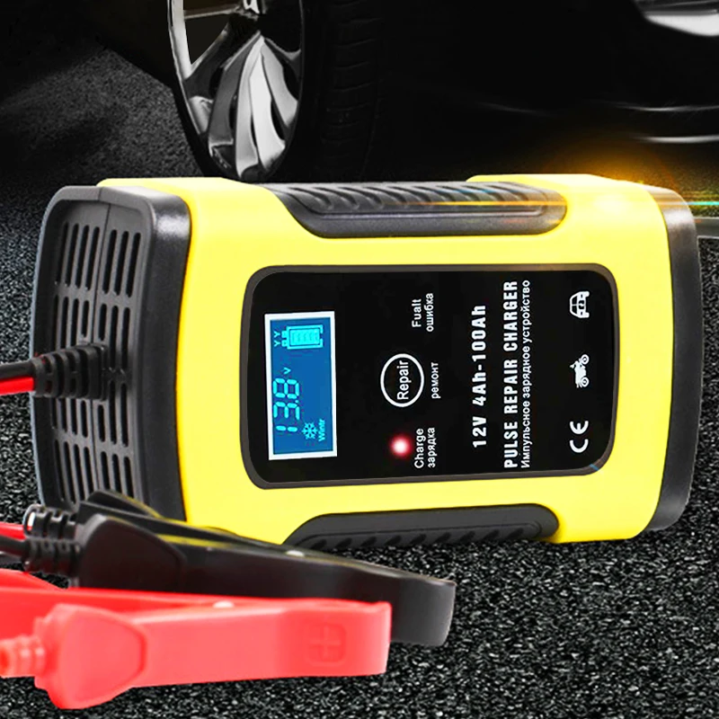 

Motorcycle Car Battery Charger 110V to 220V To 12V 6A Intelligent Automatic Fast Power Charging Wet Dry Lead Acid LCD Display
