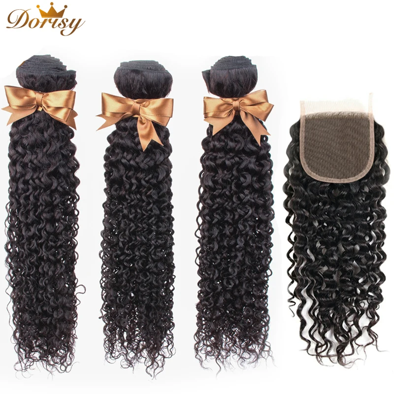

Water Wave Bundles With Closure Brazilian Human Hair Bundles With 4*4 Closure Dorisy Hair Weave Bundles Non Remy Hair Extensions
