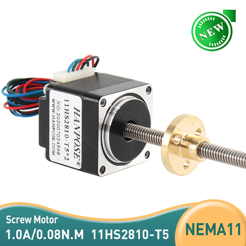 

NEMA11 11HS2810-T5*2 trapezoid stepping motor 3D printer Screw lead 2mm L200/250/300MM for CNC worm wheel edging machine