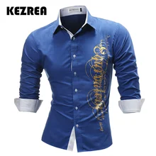 Модные мужские рубашки Повседневное и длинными рукавами, топы с принтом букв мужская одежда рубашки для мальчиков тонкий Для мужчин рубашка плюс Размеры 4XL