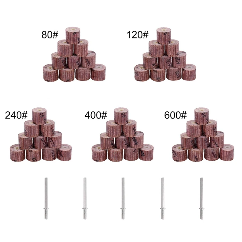 50 шт. хвостовик установленный Лоскутные колеса с 1/8 дюймовой оправкой дюйма X0.4 дюйма абразивный лоскутный барабан, абразивные шлифовальные колеса Полировка буффин