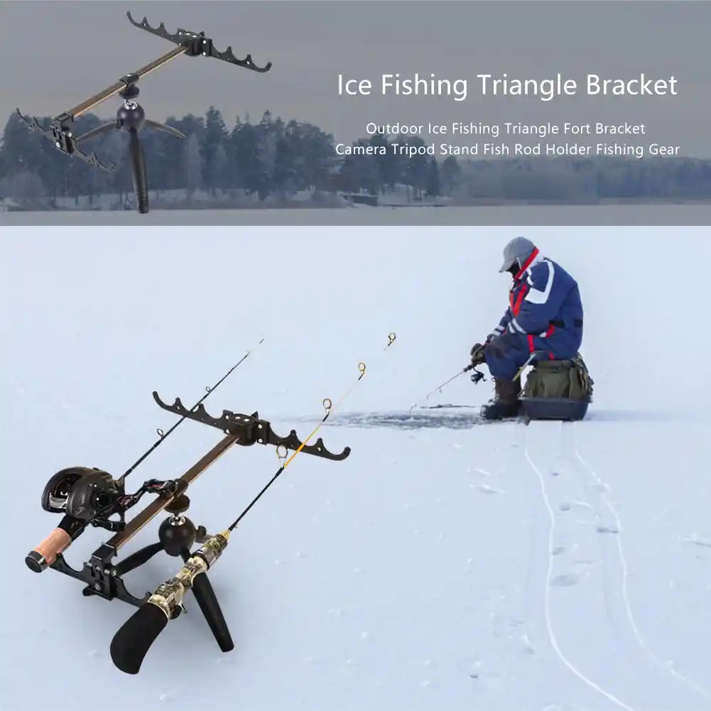 ステンレス鋼の冬の氷の魚ロッド支持ホルダー釣りポール三角形砦ブラケットカメラの三脚スタンドツール 釣り道具 Aliexpress