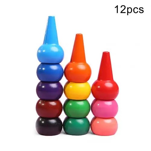 12pcs Crayonlab 12 цветов нетоксичный воск карандаш креативные граффити милые ручки пальмовые карандаши штабелируемые краски детские игрушки - Цвет: 12pcs