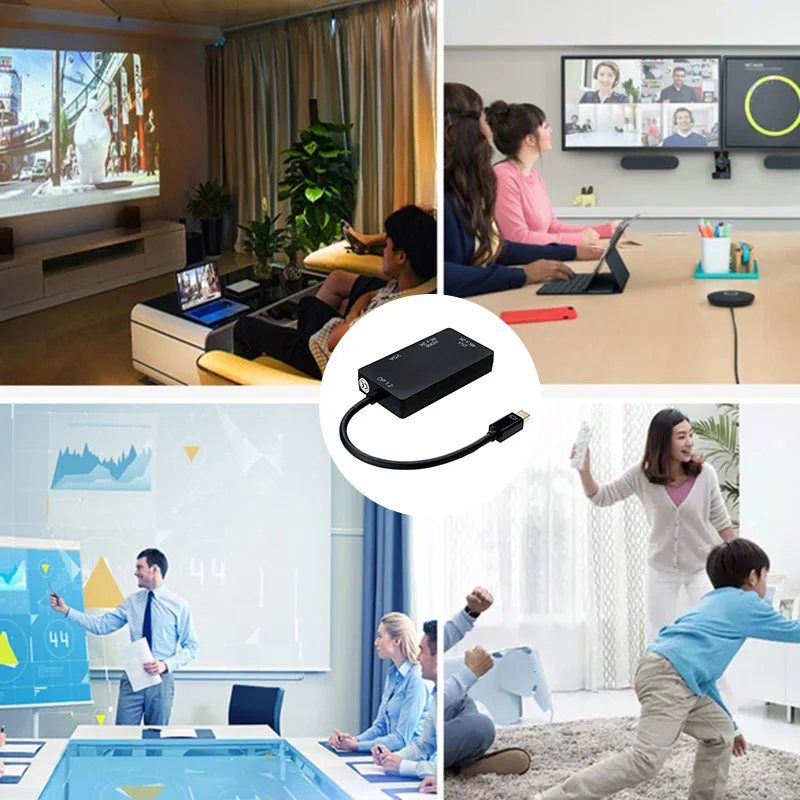 DP 1,2 V постоянного тока до DVI VGA HDMI 4K адаптер 3-в-1 Многофункциональный переходник для компьютера ПК проектор@ JH