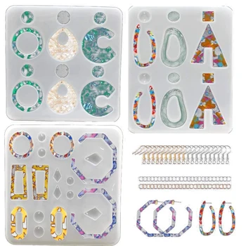 

3PCS Earring Resin Molds,Earring Jewelry Resin Casting Silicone Molds for Women Girls DIY Earrings, Pendant Craft