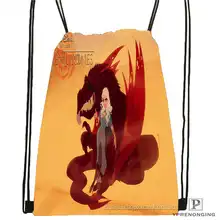 Пользовательская Игра престолов khaleesi@ 1 походная сумка на шнурке милый рюкзак дети ранец(черная спина) 31x40 см#2018611-217