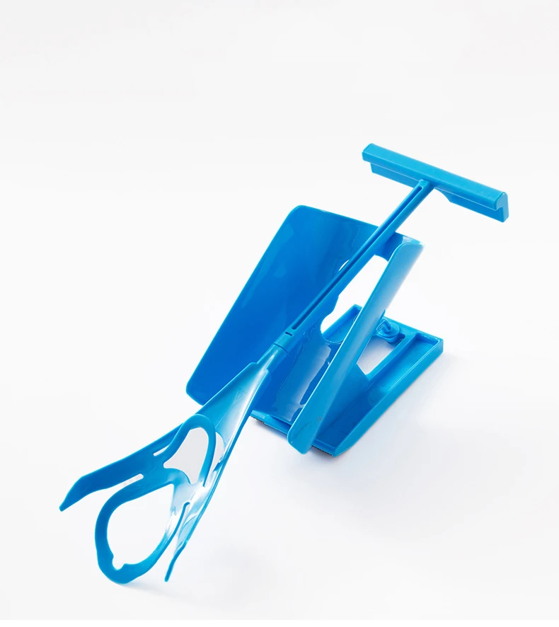 1pc Blue Sock Slider Aid Easy on off Sock Helper Kit Shoe Horn Pain Free No Bending Shoe Horn for Pregnancy Dressing Aids Tools