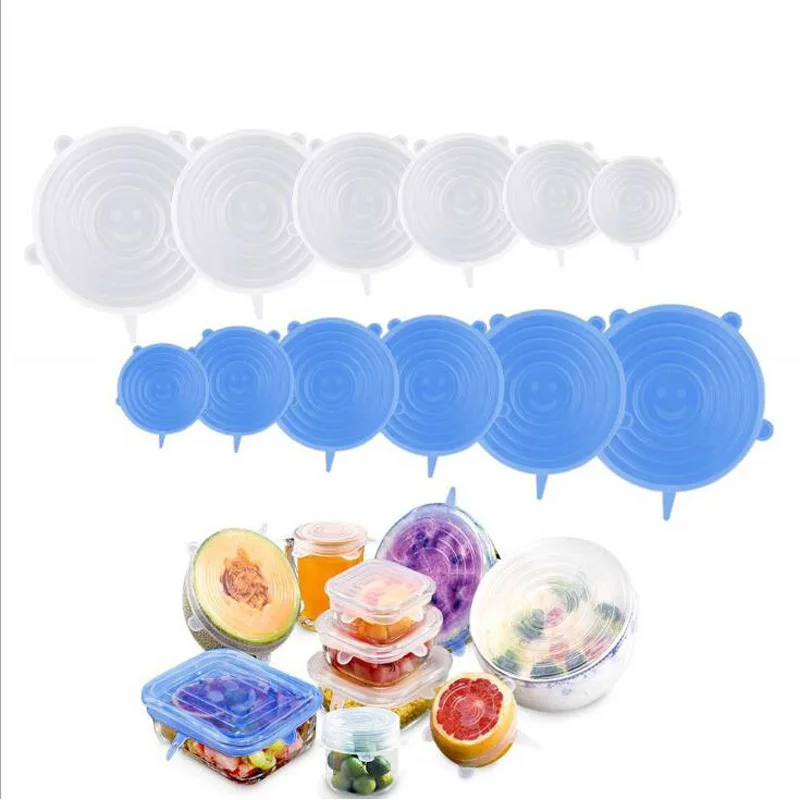 

Stretchable Bowl Cover Silicone Magic Cover Six-Piece Fresh Cover Refrigerator Microwave Sealed Plastic Wrap Kitchen Accessories