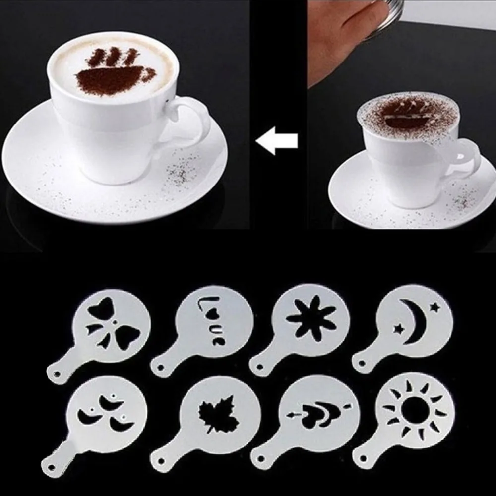 Пластиковая форма для цветов, необычная модель для печати кофе, шаблон для спрея кофе и молока, 16 штук