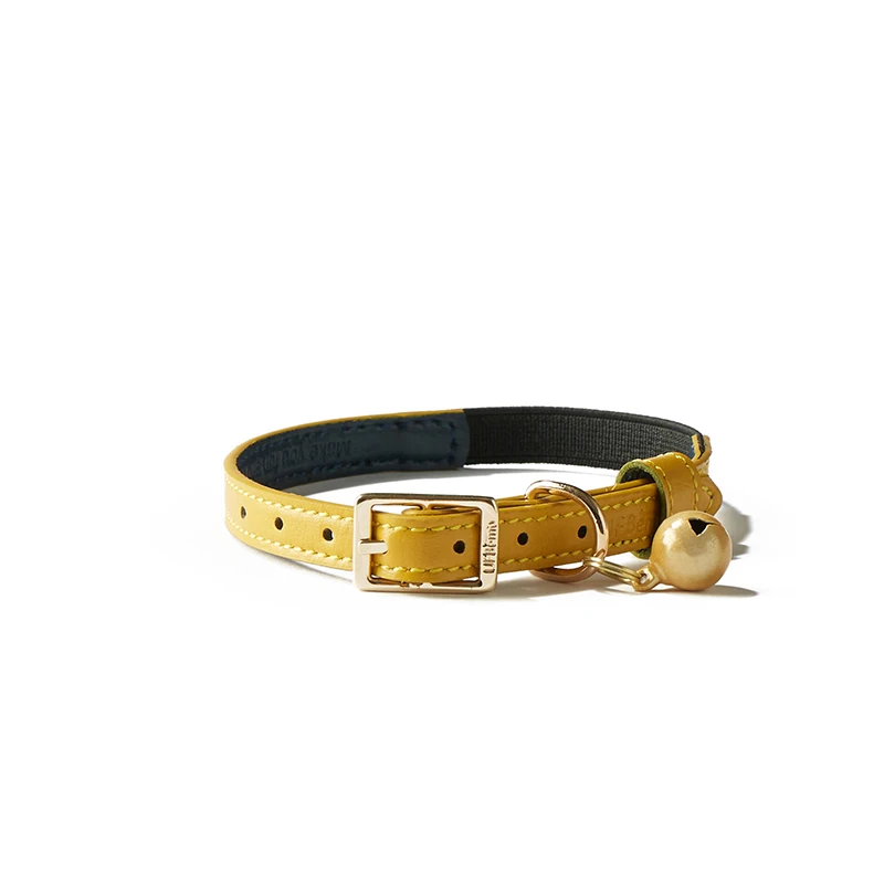 collar yellow blue UFBemo персонализированный ошейник для кота на резинке с колье с колокольчиками мягкие из искусственной кожи ошейники для домашних животных роскошные безопасности котенок маленькая собака чихуахуа - Цвет: collar yellow blue