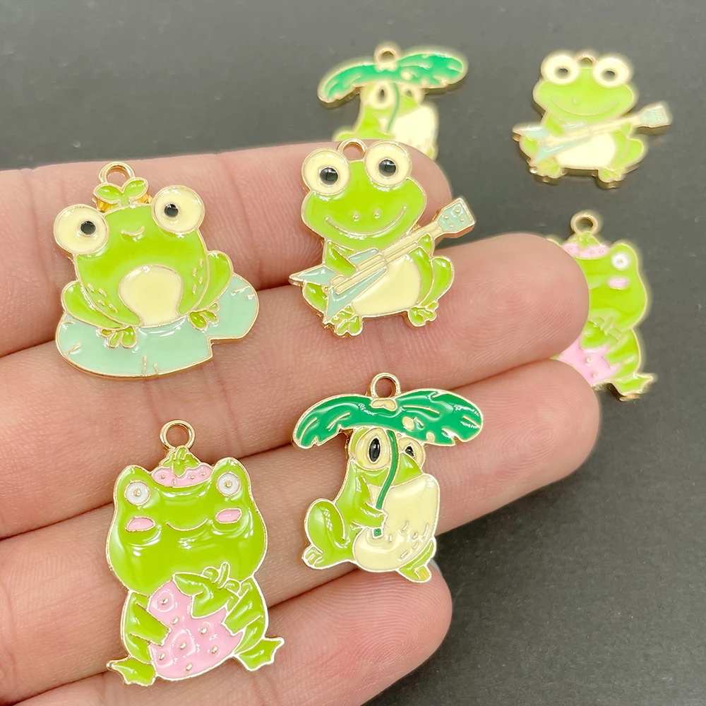 48 Pcs Frog Charms For Jewelry Making Bulk Cute Animal Pendants Green Frog  Keychain Charms Small Jewelry Making Charms