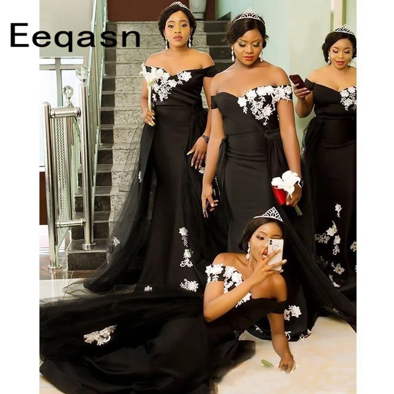 black mermaid bridesmaid dresses