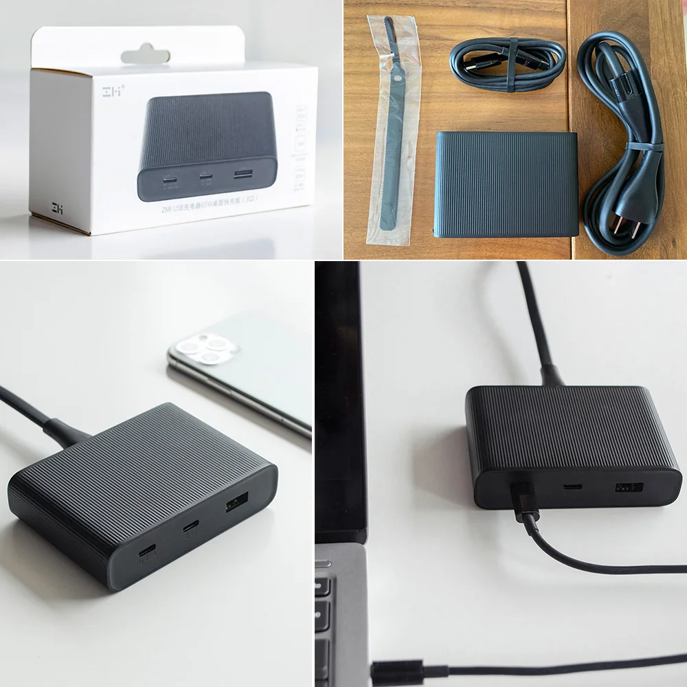 Xiaomi ZMI USB зарядное устройство 65 Вт 3 USB адаптер питания несколько защиты USB-C USB-A зарядное устройство конвертер быстрый выход для ноутбука телефона
