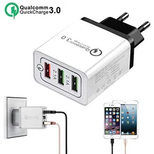США/ЕС быстрая замена штепсельная вилка QC 3,0 3 порта USB зарядное устройство 5 В/3A 9 В/2A настенный адаптер мобильный телефон микро зарядка штекер для iPhone samsung
