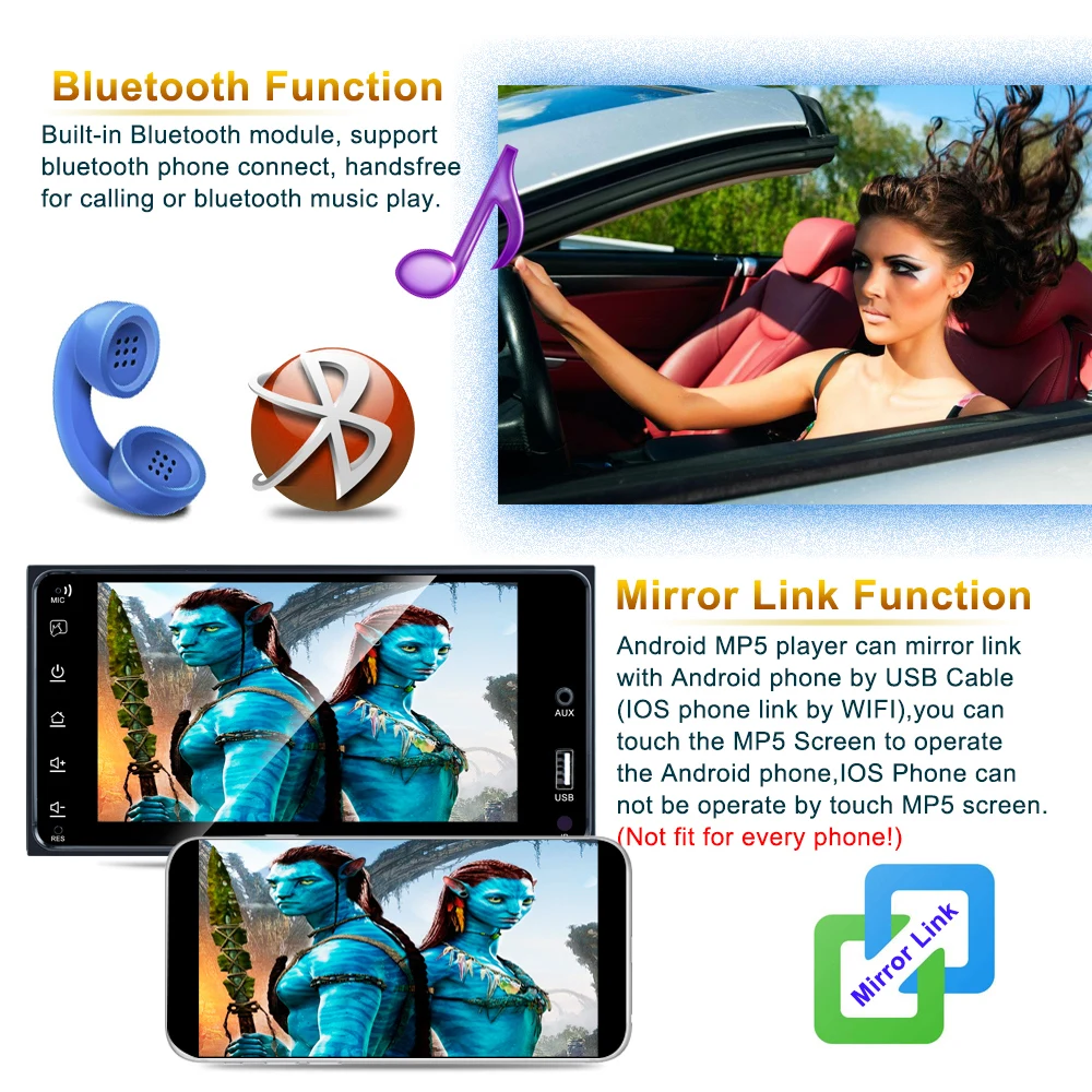 2 DIN 7 дюймов четырехъядерный процессор 8,1 HD емкостный сенсорный экран Bluetooth автомобильный MP5 gps плеер CarLife AM FM Mirrorlink подходит для TOYOTA