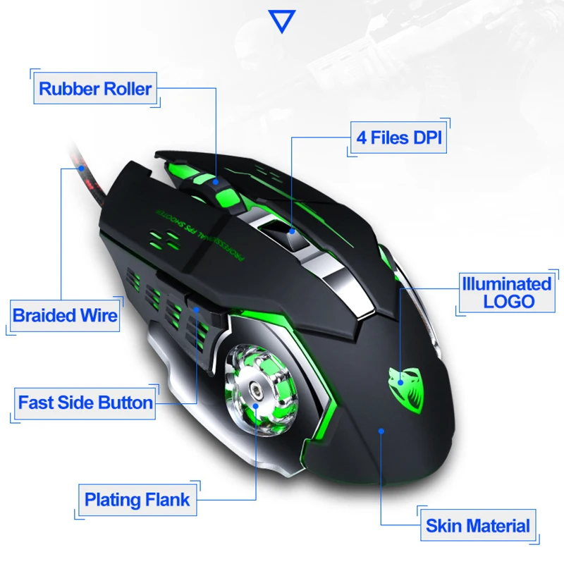 USB Wired Gaming Mouse 3200DPI LED RGB USB Computer Mouse Ergonomic 6 Button Mause With Backlight for Laptop Accessories