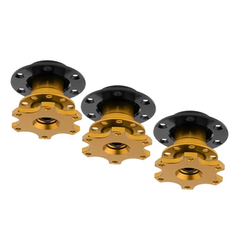 

3pcs Car Steering Wheel Quick Release Hub Adapter Snap Off Boss Kit Golden