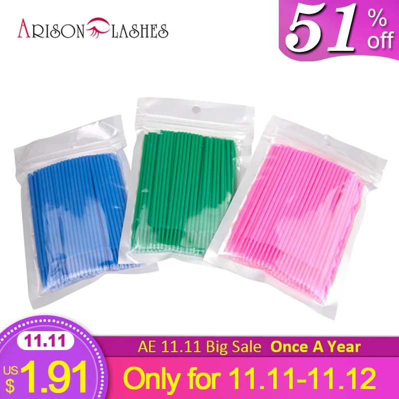 

New 100PCS/Pack Disposable Makeup Brushes Swab Microbrushes Eyelash Extension Tools Individual Lash Removing Tools Lint Free