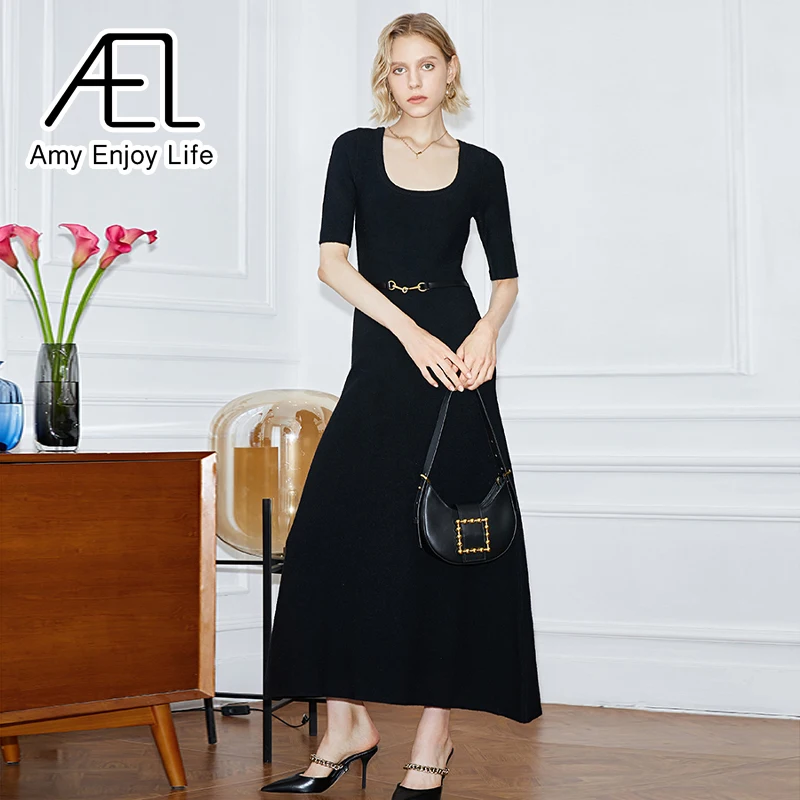 

AEL Spring Sweater Dress A-Line Sexy Bodycon Long Knitted Maxi Sweaters Women Elegant Slim Fashion
