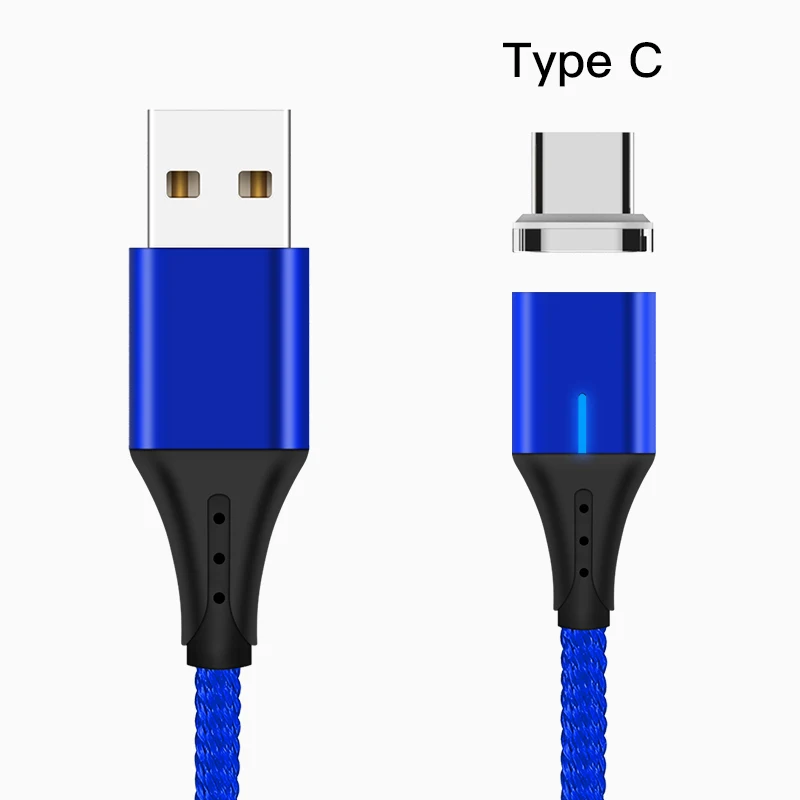 IONCT 3A Магнитный Micro Usb кабель type C QC 3,0 Быстрая Зарядка телефона Microusb type-C магнитное зарядное устройство usb c для iphone Android - Цвет: Blue Type Cable