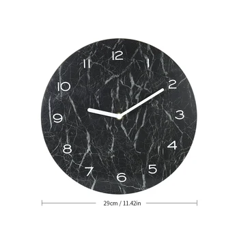 

Hot 29cm Marble Sticker Wall Clock Nordic Style Wall Clock Bedroom Living Room Kitchen Ultra-quiet Wall Charts Hanging Clock