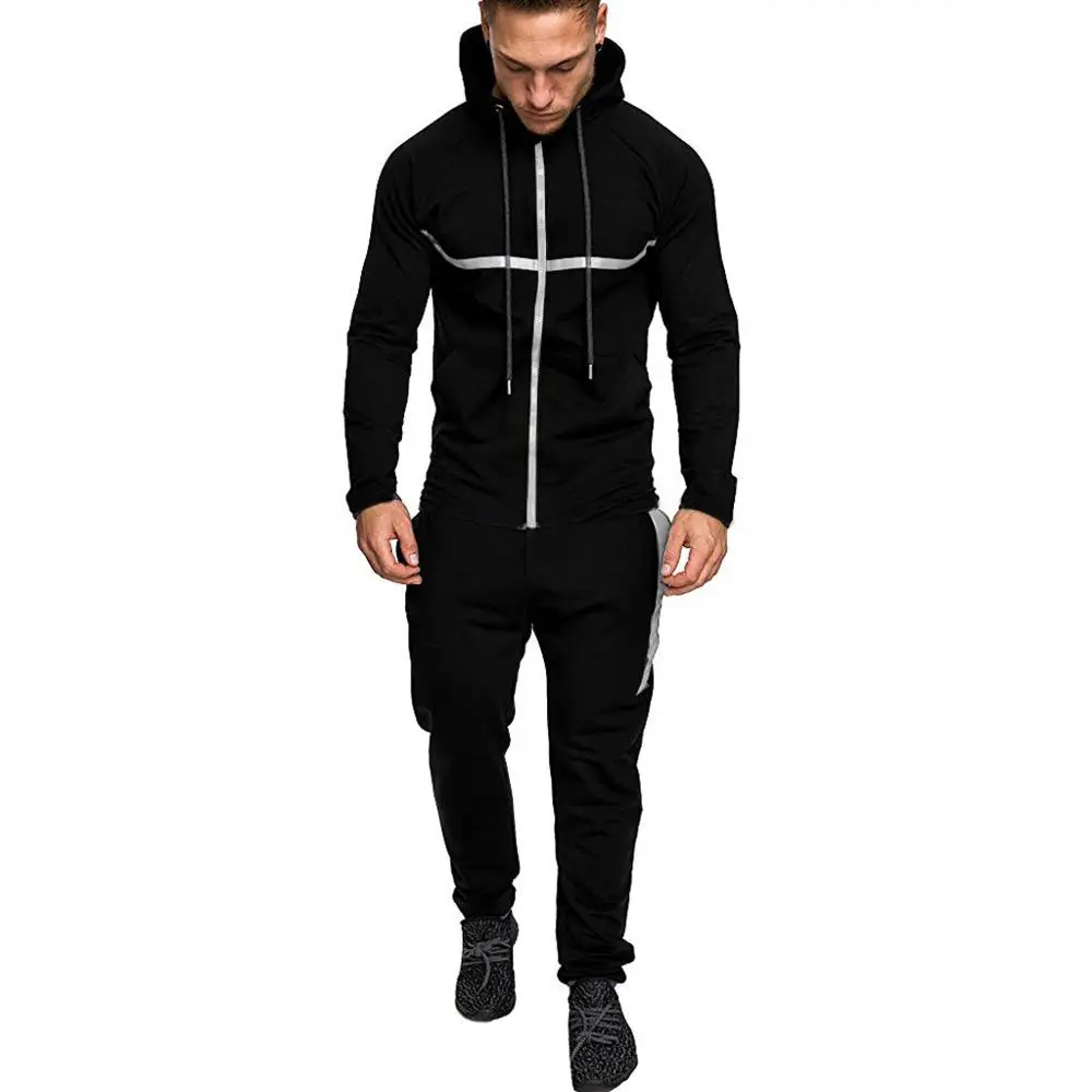 

Men's Sweatshirt Suits Tracksuit Sport-wear Autumn Winter Patchwork Sweatshirt Top Pants Sets Sports Suit Clothing New 2019