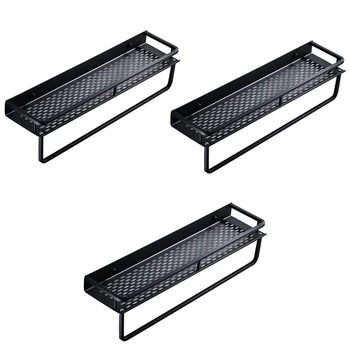 

Bathroom Shelf Corner Organizer Wall Mounted Rack with Bar Space Aluminum Kitchen Shelves Shower Shampoo Storage Rack Towel Rack