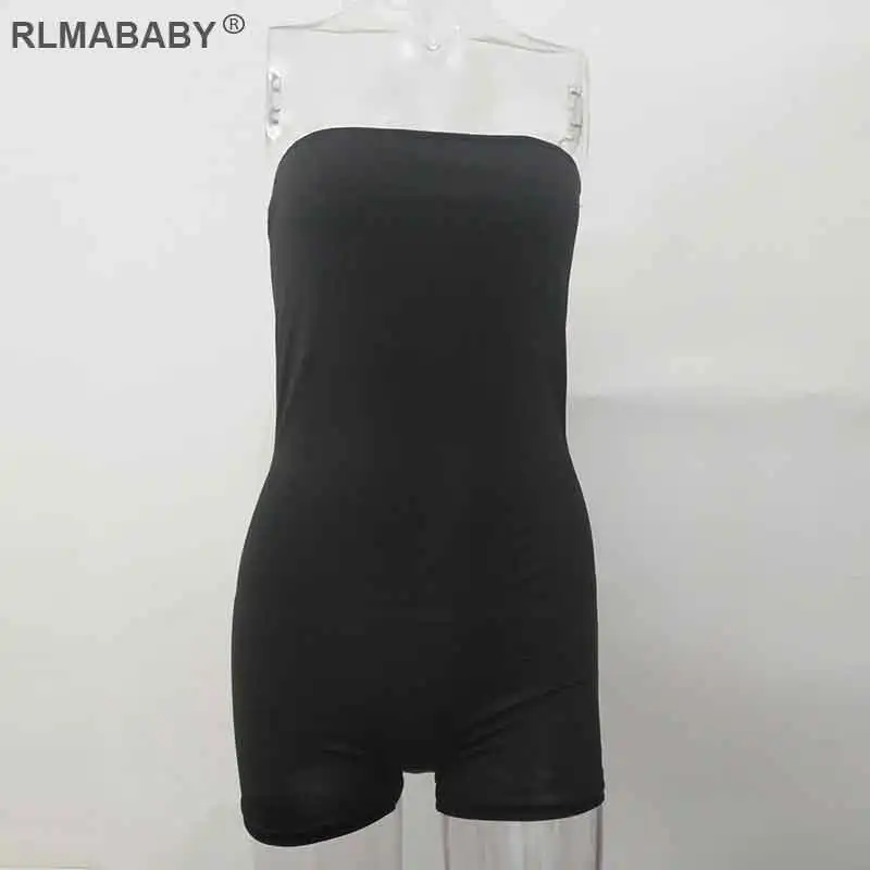 Black Rlmaaby Флуоресцентный цвет без бретелек сексуальный комбинезон с открытыми плечами Облегающий комбинезон женский комбинезон летний повседневный комбинезон - Цвет: Black