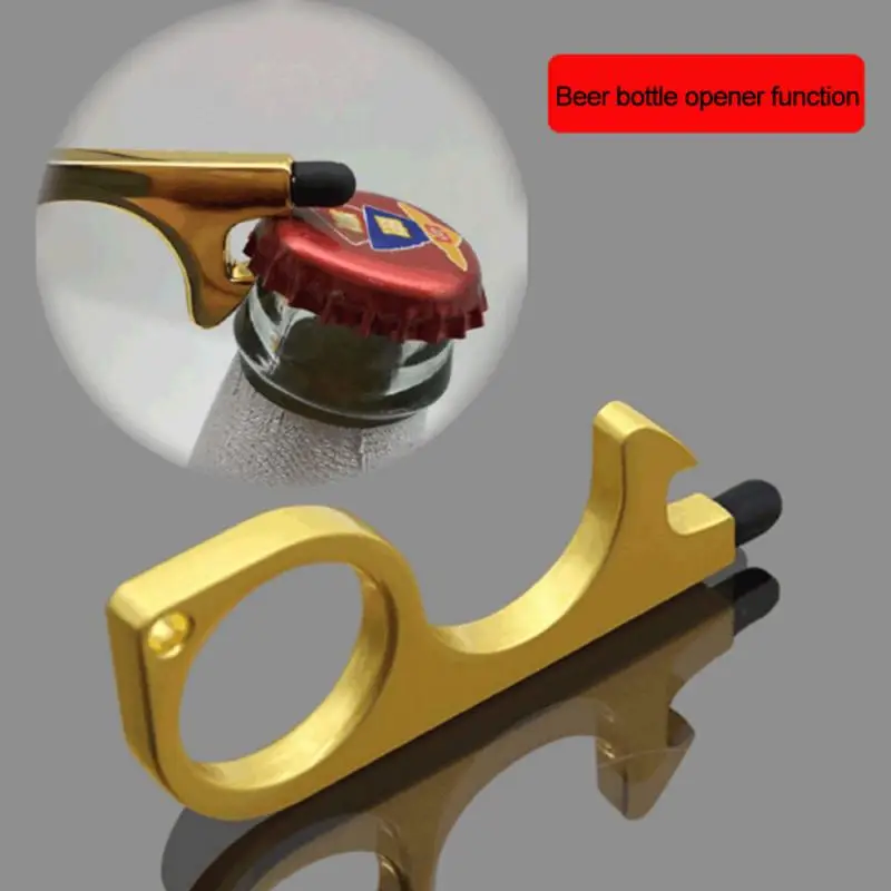 

Antibacterial Door Opener Metal Keychain Anti-contact Elevator Clean Touch Key Ring Door Handle Non Contact KeyChain For Safe