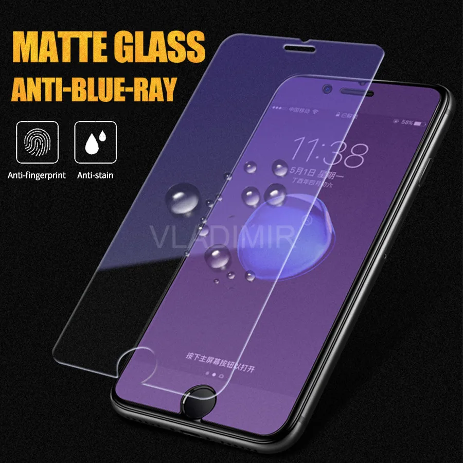 Противоударный Матовый УФ закаленное Стекло для IPhone 11 Pro X XS Max XR 8 7 6 6s плюс анти-фиолетовый синий светильник Экран протектор