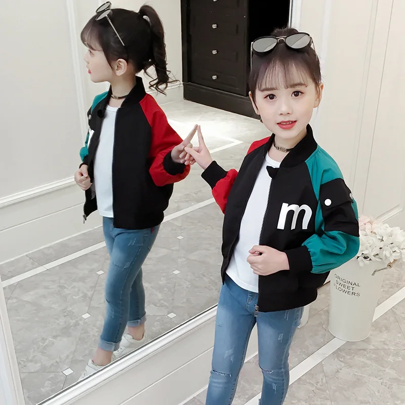 

Girls Spring Clothing Coat 2020 New Style Spring Korean-style Mixed Colors Kids' Jacket Western Style Baseball Uniform Fashionab