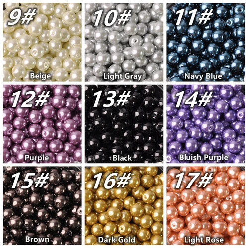 주얼리 제작용 라운드 진주 코팅 유리 느슨한 스페이서 비즈, DIY 공예품, 4mm, 6mm, 8mm, 10mm, 12mm, 14mm, 16mm 로트 색상 4