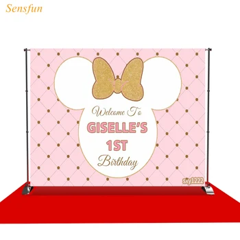 

LEVOO new photo backdrop Minnie Bow Pink birthday princess background nature photocall photo studio shoot prop