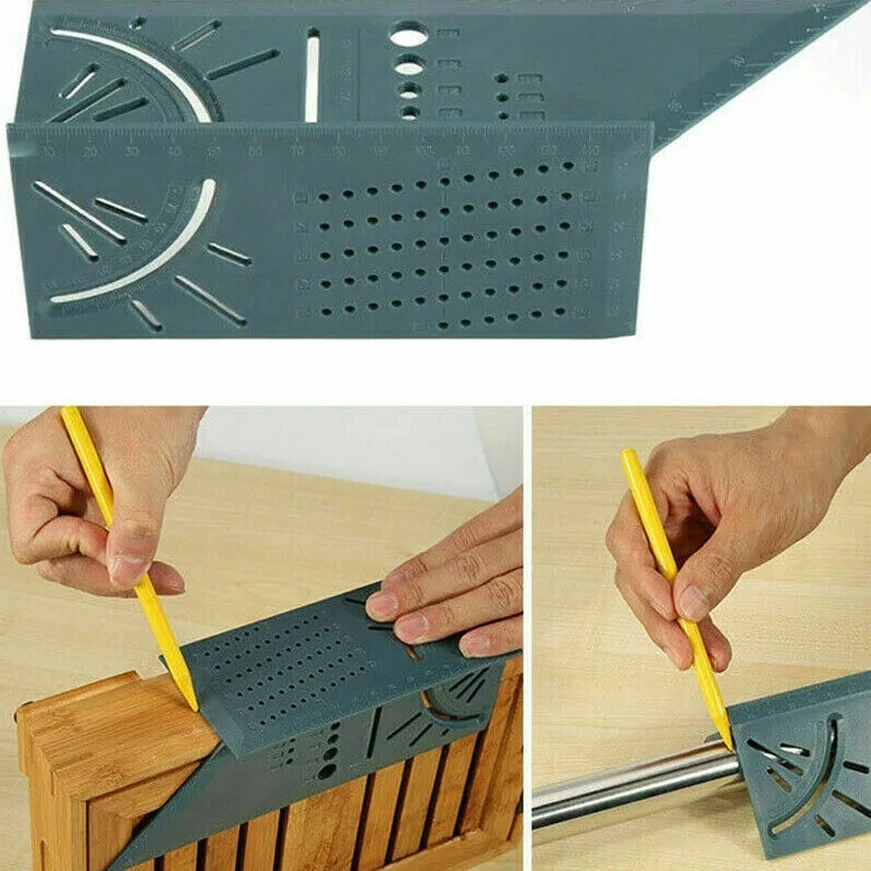 

1Pcs Woodworking Three-dimensional Positioning Ruler 3D Curved Angle Woodworking Measuring Ruler with Compass and Ruler