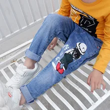 Брюки для мальчиков в Корейском стиле, год, стиль, Осень-зима, джинсы для больших мальчиков, штаны для маленьких мальчиков