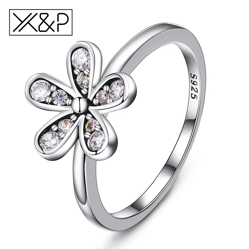 X& P модные изысканные серебряные кольца с кристаллами из розового золота в виде цветка для женщин, свадебные украшения, эффектное обручальное кольцо для невесты - Цвет основного камня: Silver