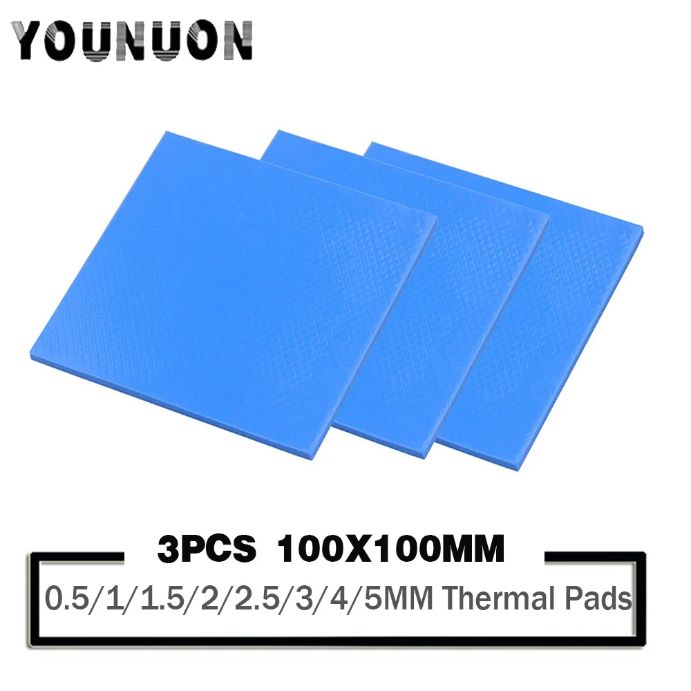 Almofada Térmica Condutora de Silicone Unidades 100×100 mm 0.5 1.5 2.5 mm de Espessura para Computador Laptop Placa Gpu Vga