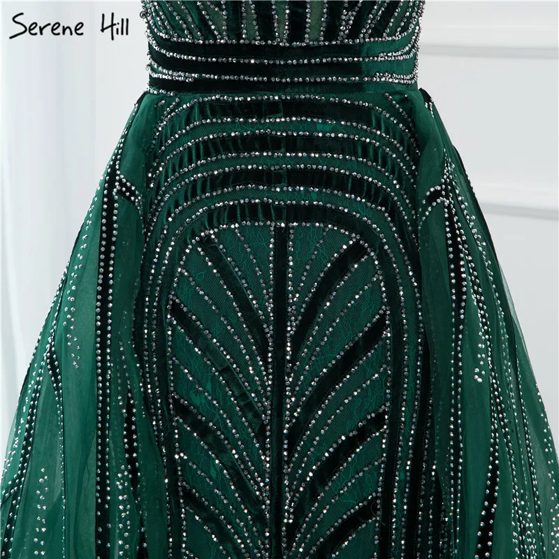 long evening dress Dubai Deep-V Crystal Sexy Luxury Formal Gowns 2021 Sleeveless Heavy Beading Evening Dresses Design Serene Hill LA70198 black formal gown