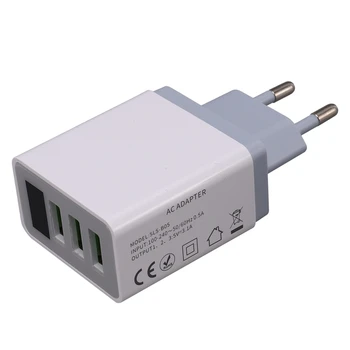 

5V 3.1A Digital Display USB Charger Universal for IPhone Charger 3 Port USB Fast Charging for Samsung HUAWEI(EU Plug,White)