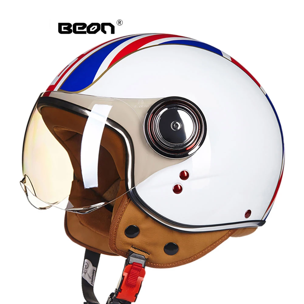 

BEON Retro Motorcycle Helmet Vintage 3/4 Open Face Scooter Moto Biker Helmets Vintage Motorbike Moto Helmet Visor Men Women