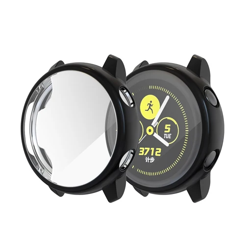 Мягкий силиконовый чехол для samsung Galaxy Watch, активный Чехол, бампер, аксессуары для часов, защита, полное покрытие экрана, защитный чехол - Цвет: black