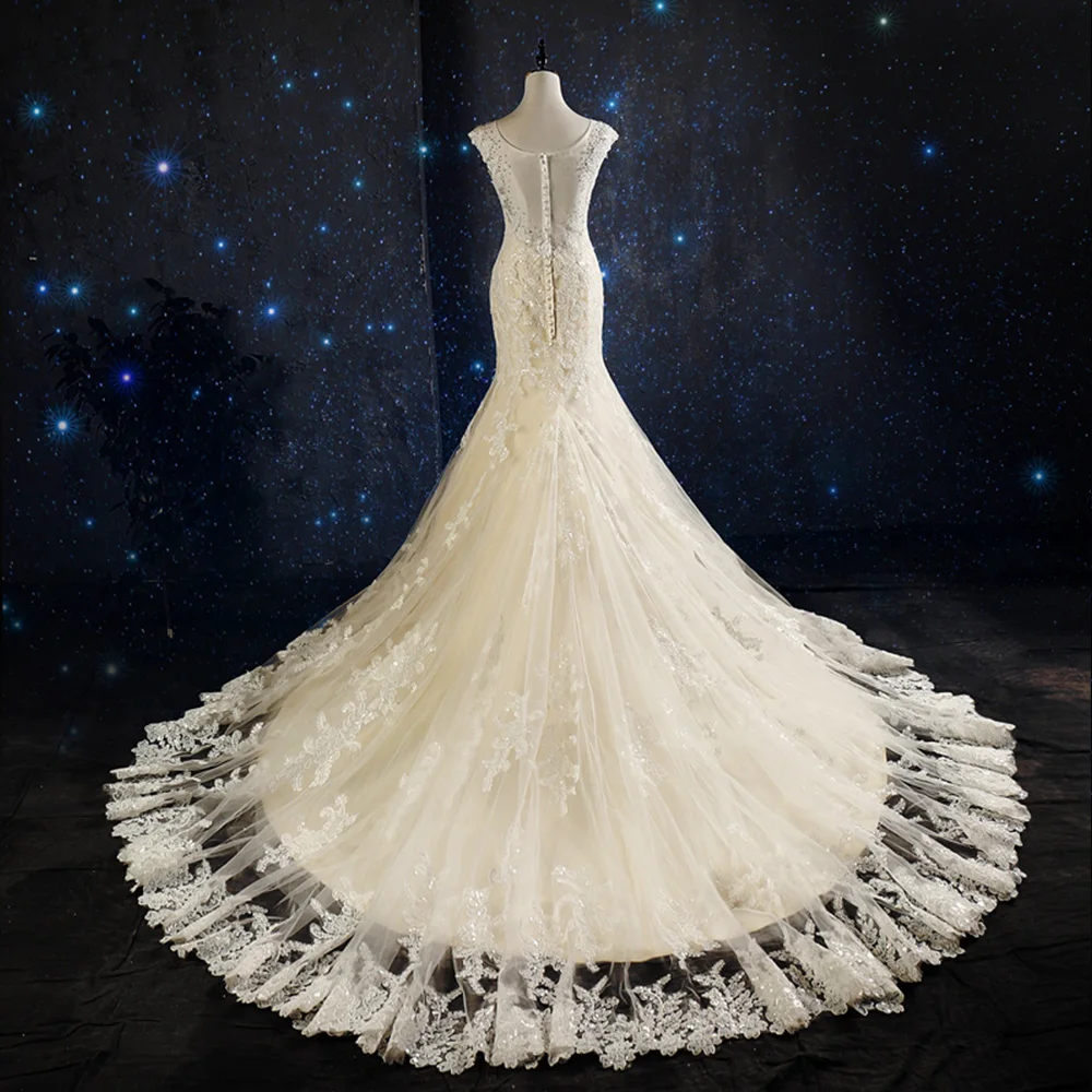 Выполненное на заказ свадебное платье "Русалка" Элегантное Vestido De Noiva Sereia с v-образным вырезом на молнии бисером блестками кружевное Тюлевое платье в виде раструба