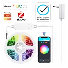 Tuya Zigbee LED Smart Strip DC12V 5M RGB CCT RGBCW Dimmer Controller Works with Smartthings Alexa Echo Plus Google Assistant Hue